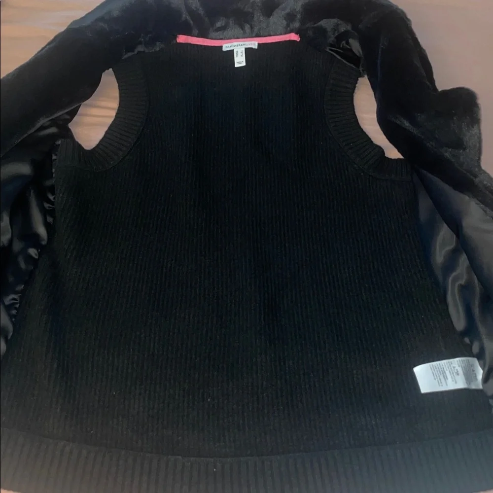 NWOT Isaac Mizrahi Live! Women's Jacket Mixed Media Faux-Fur Vest Black - Picture 8 of 9